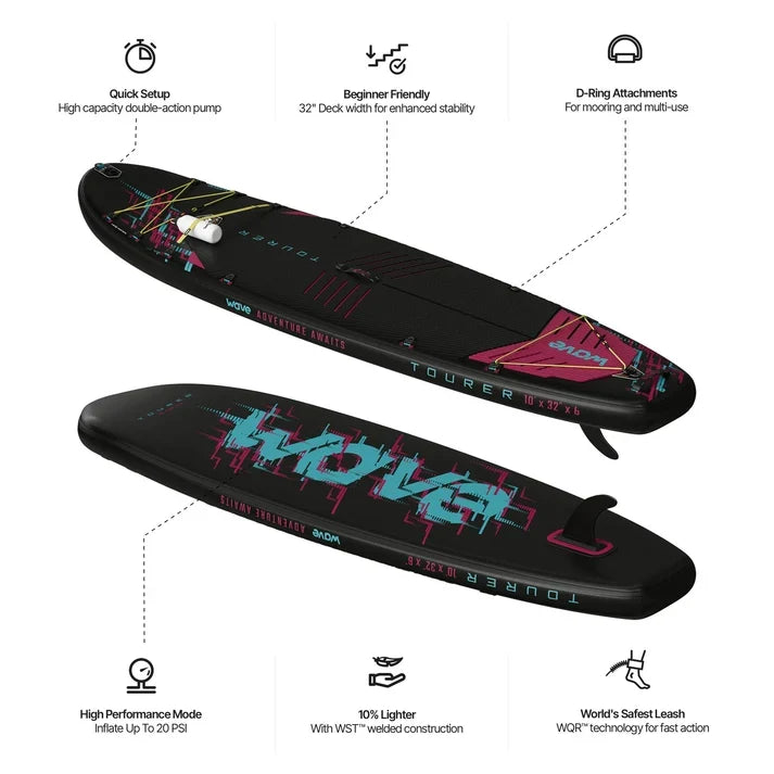 Wave Tourer 3.0 10'3" Inflatable SUP Paddle Board – Midnight