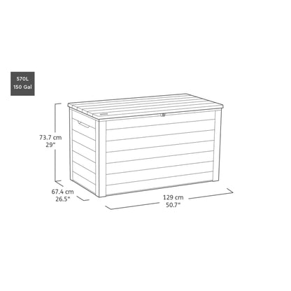 575L Outdoor Garden Storage Box with Wood Effect Finish & Seating