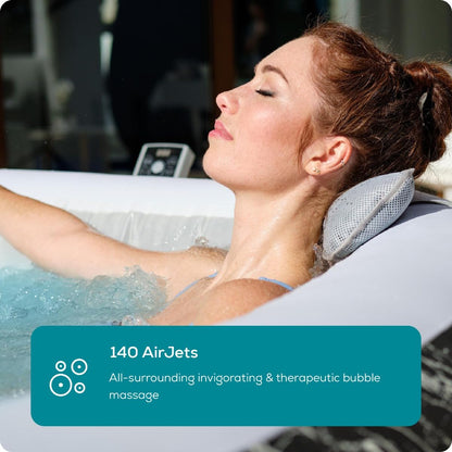 4-6 Person Square Inflatable Hot Tub with 140 Air Jets & LED Lighting