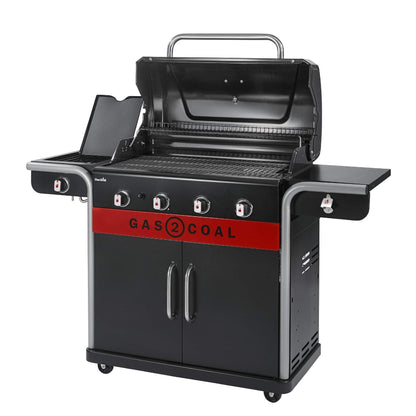 4-Burner Hybrid Gas & Charcoal Barbecue Grill with Electronic Ignition