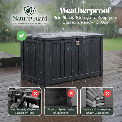 680L Large Outdoor Garden Storage Box with Lockable Lid