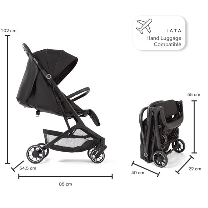 Cabin Size Compact Fold Travel Stroller from Birth to 22kg - Black