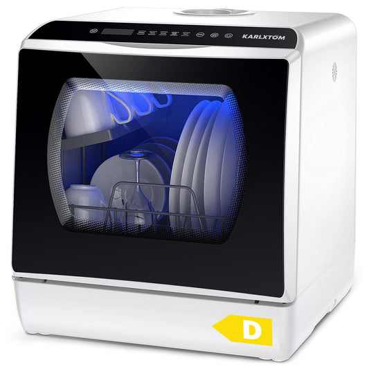 Compact Table Top Dishwasher with 6 Programs, 5L Water Tank & Auto Drying