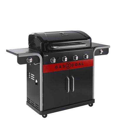 4-Burner Hybrid Gas & Charcoal Barbecue Grill with Electronic Ignition