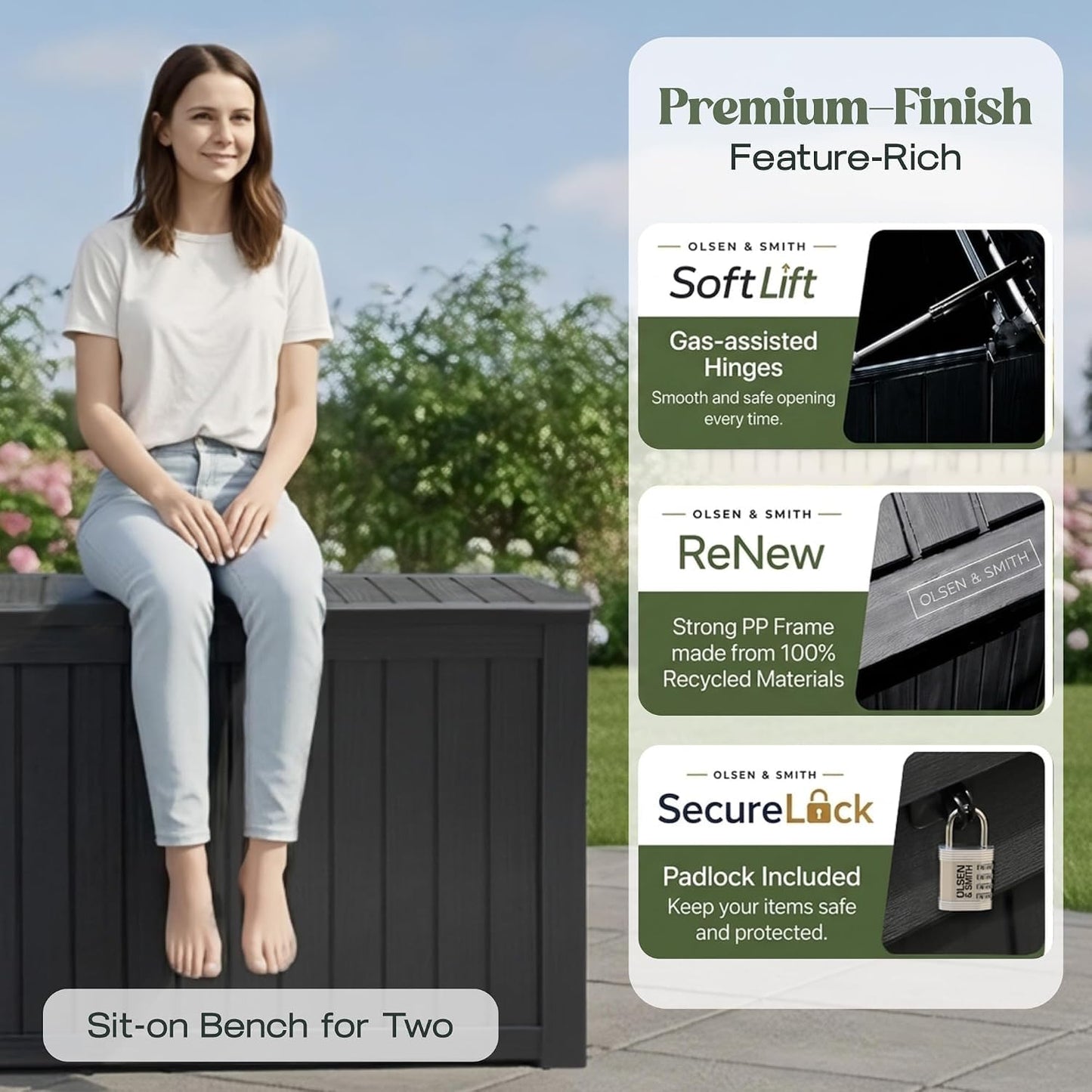 680L Large Outdoor Garden Storage Box with Lockable Lid