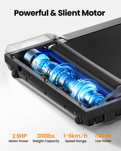 Under Desk Walking Pad Treadmill with 2.5HP Motor, LED Display, Remote Control & 6km/h Speed