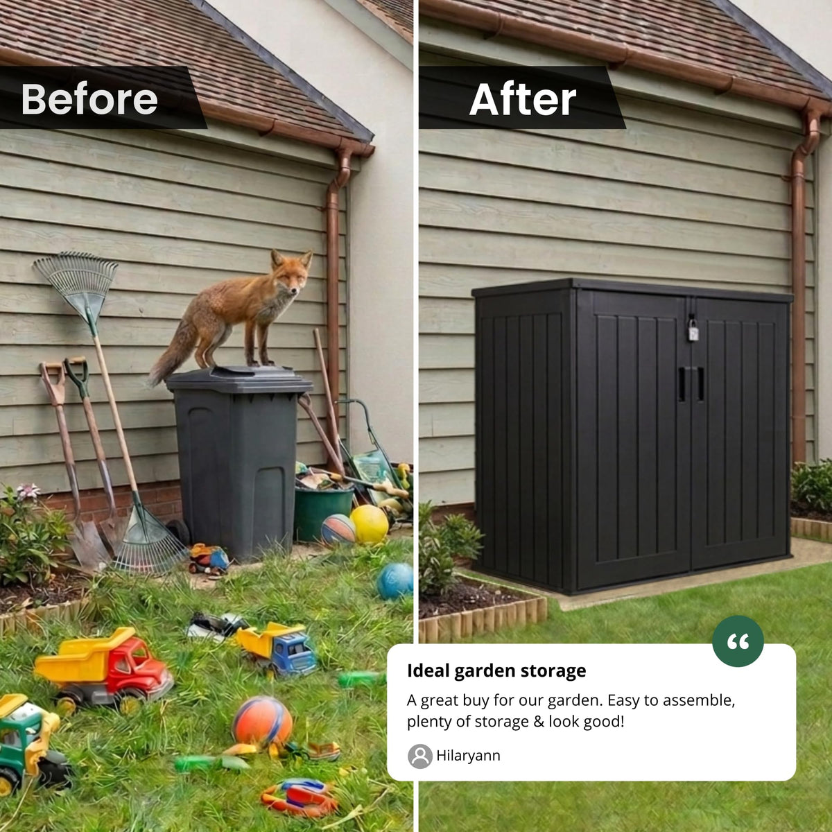 775L Outdoor Garden Storage Shed with Double Doors & Lift-Up Lid
