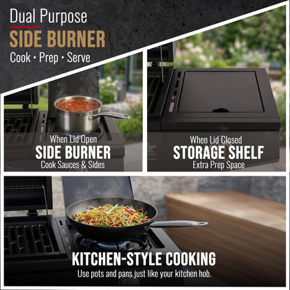 5 Burner Gas Barbecue Grill with Side Burner, Warming Rack & Storage