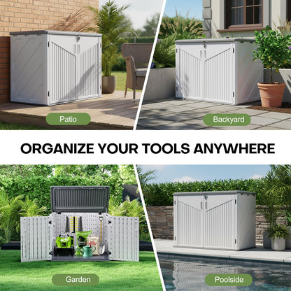 Large Outdoor Plastic Garden Storage Box with Hinged Lid
