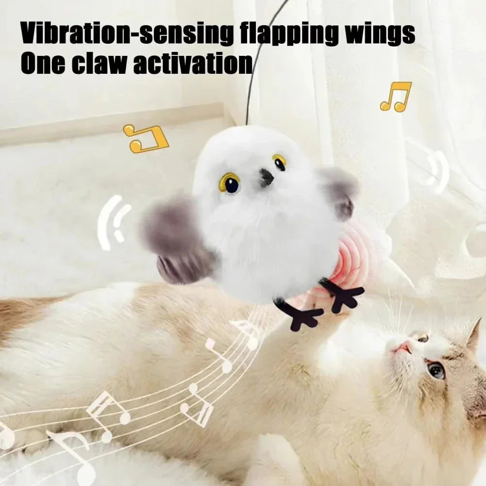 Fluttering and chirping bird cat toy